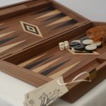 Manopoulos Backgammon - in Walnut with Wenge and Oak Points - 60cm