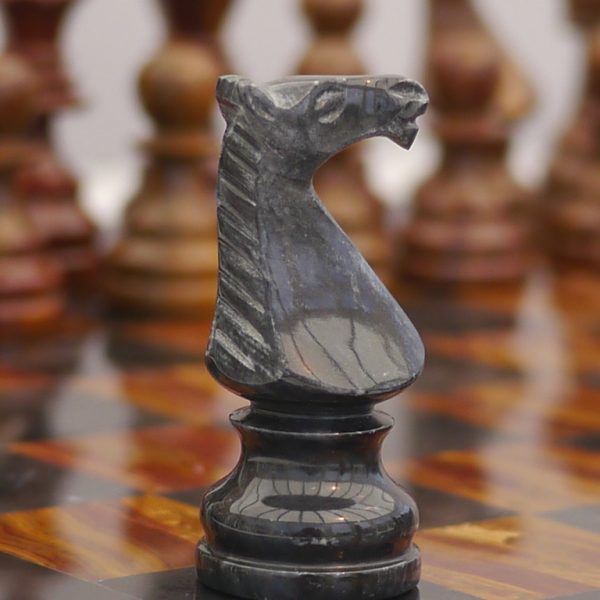 Marina and Boticini Black Marble Chess Set with Marble Board