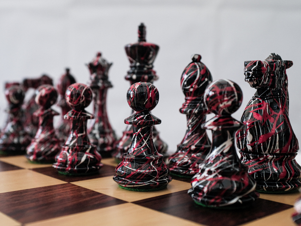  Chess Armory Deluxe Large Triple Weighted Tournament Chess Set  with a Silicone 20 Chess Board - Felted Weighted Chess Pieces, 2 Extra  Queens and 3.75 King : Toys & Games