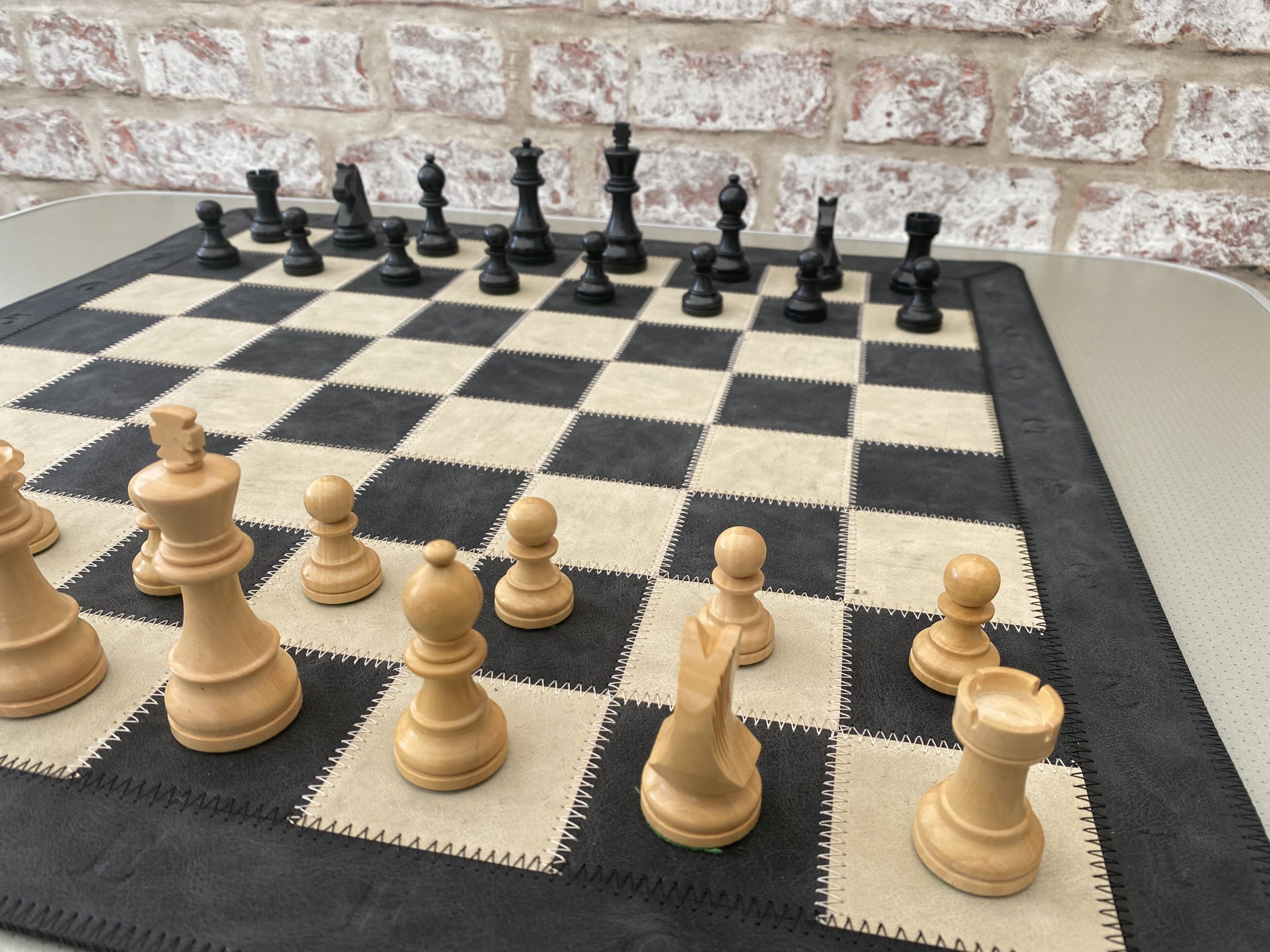4 Hand Chess Mat Made From Vegan Leather cork Fabric 